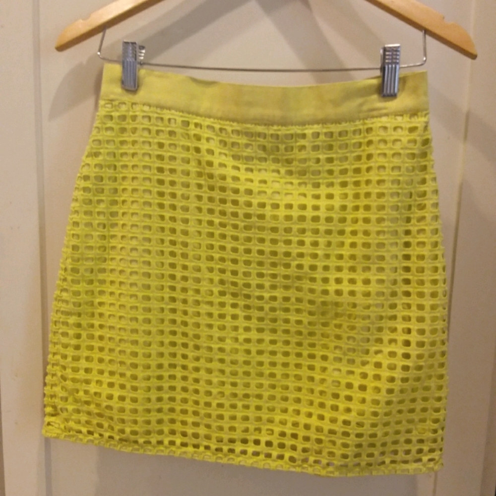 LOFT GREEN Bright Short High Waist Skirt Hollow 4P - Picture 1 of 4